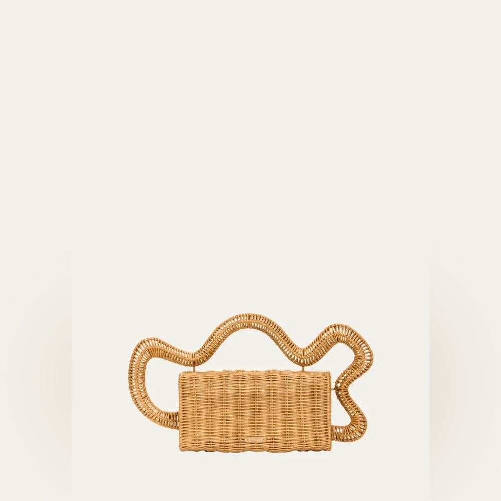 Cult Gaia Elsa Wavy Rattan Clutch NIB